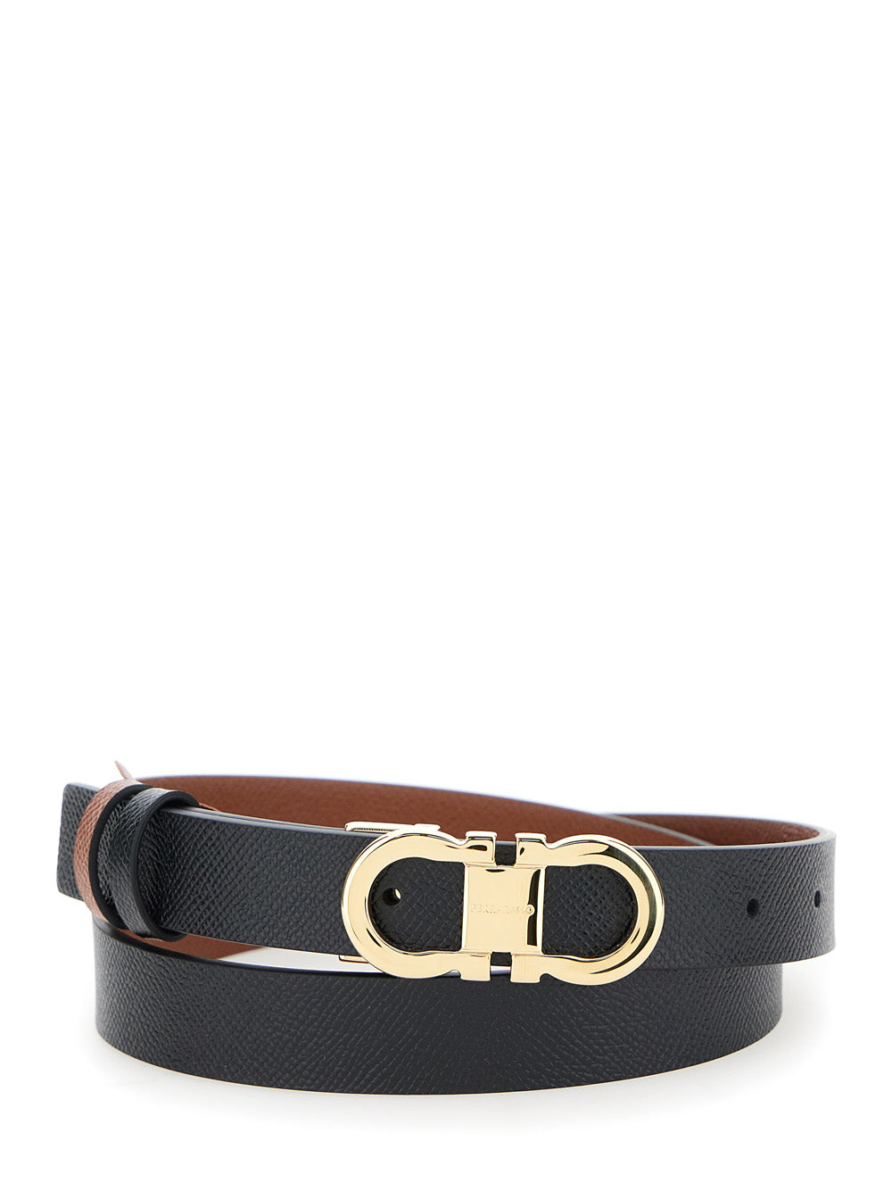 Ferragamo Women Reversible Belt With Gancini Buckle In Black Leather For Women FERRAGAMO