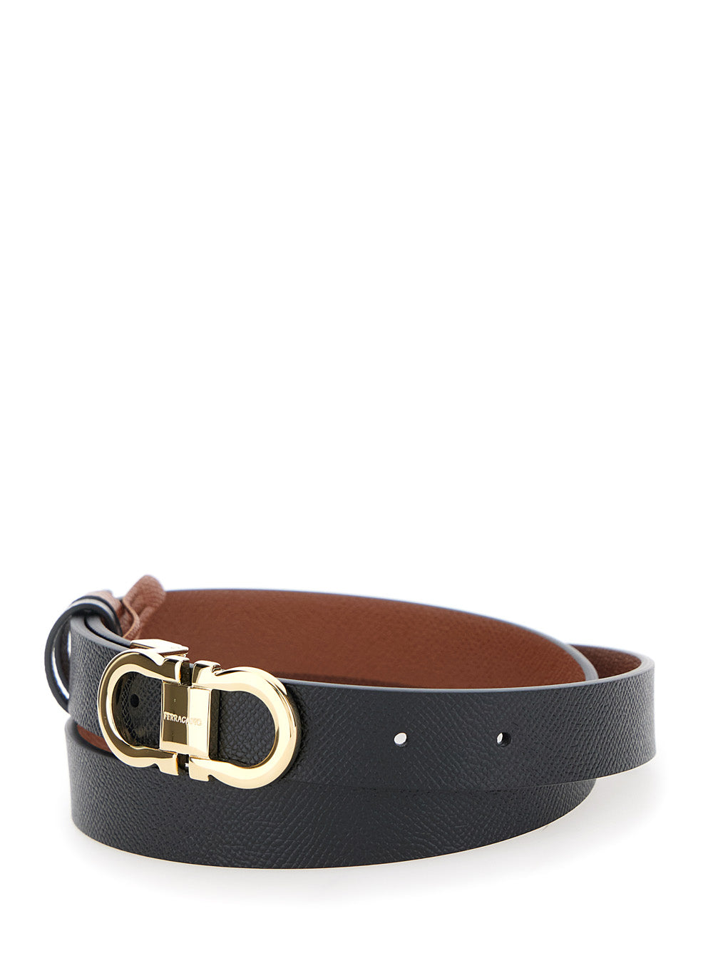 Ferragamo Women Reversible Belt With Gancini Buckle In Black Leather For Women FERRAGAMO