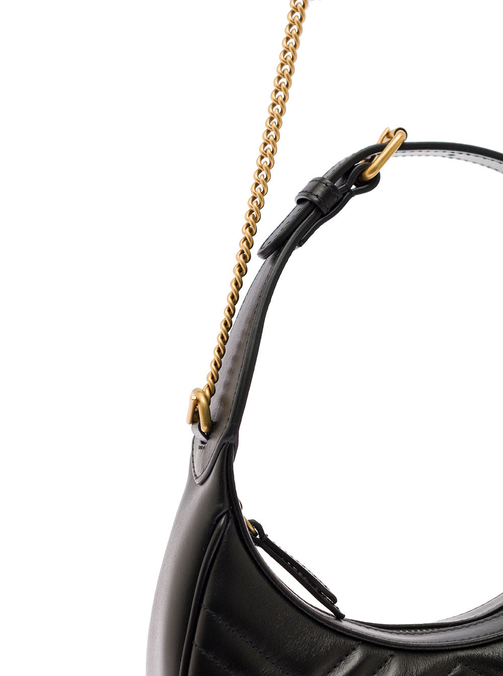 Gucci Women Shoulder Bag 'Gg Marmont' In Black Chevron Leather For Women GUCCI