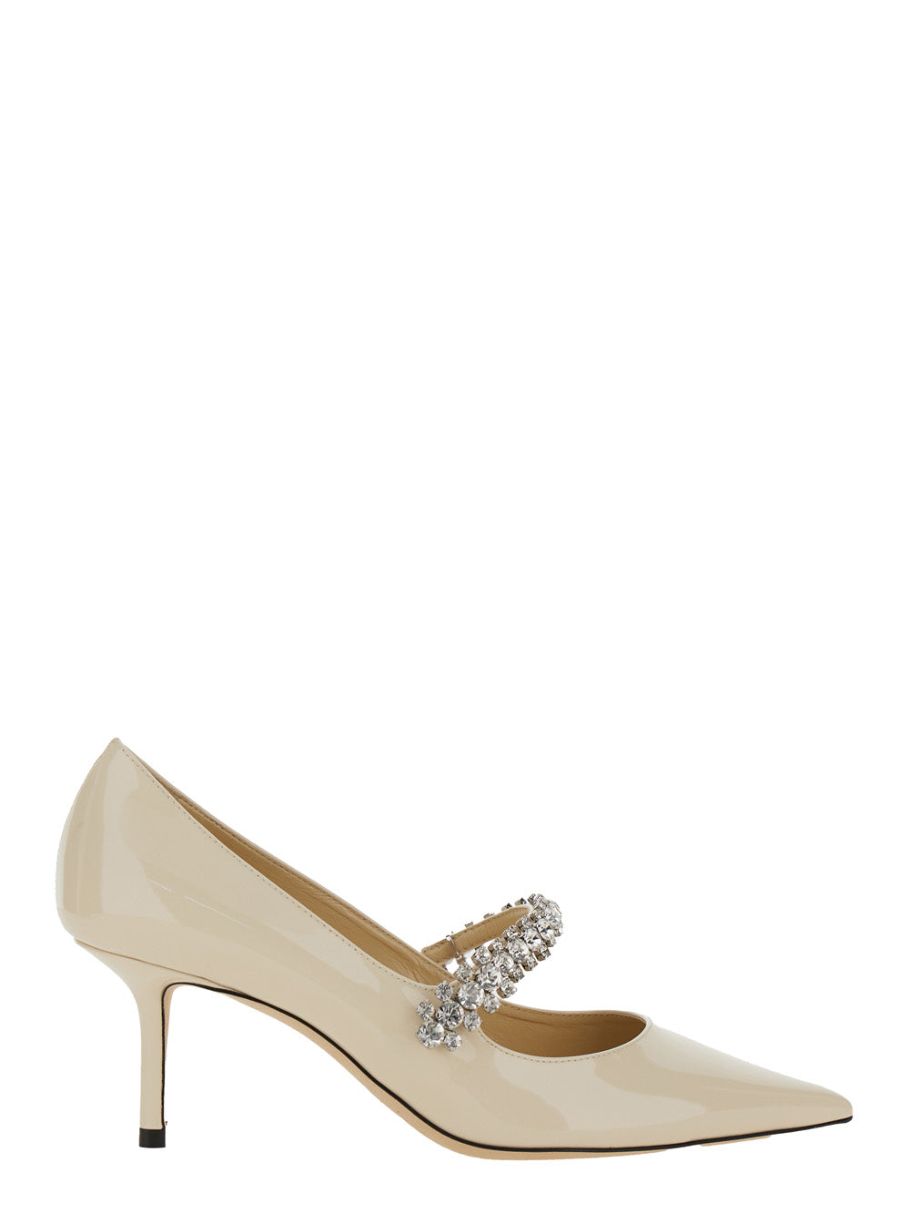 Jimmy Choo Women Pumps 'Bing' With Crystal Decoration And High Cone Heel In White Glossy Leather For Women JIMMY CHOO
