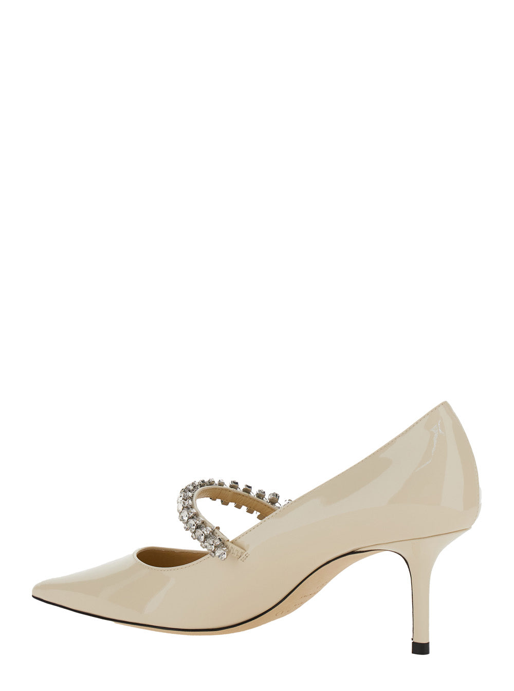 Jimmy Choo Women Pumps 'Bing' With Crystal Decoration And High Cone Heel In White Glossy Leather For Women JIMMY CHOO