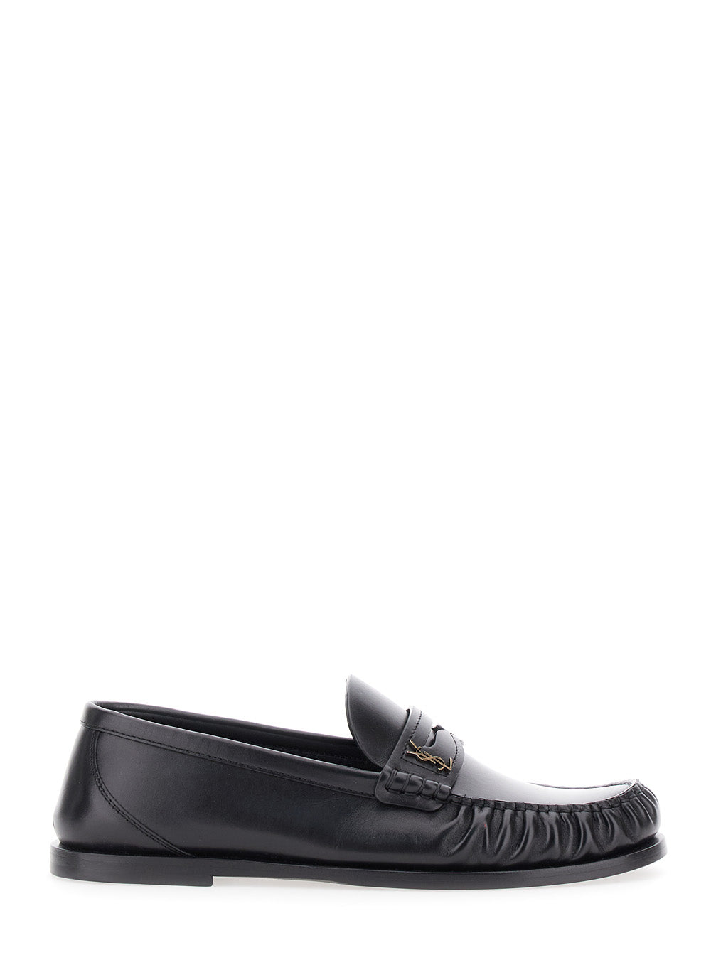 Saint Laurent Women Loafers 'Laurent' With Cassandre Plate In Black Leather For Women SAINT LAURENT