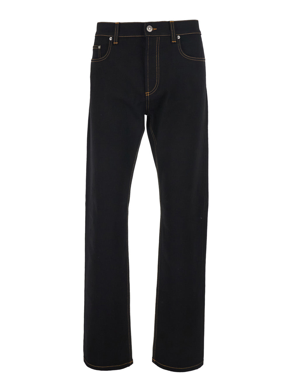 Versace Men Black Jeans With Five-Pocket Design And Logo Patch On The Back In Denim For Men VERSACE