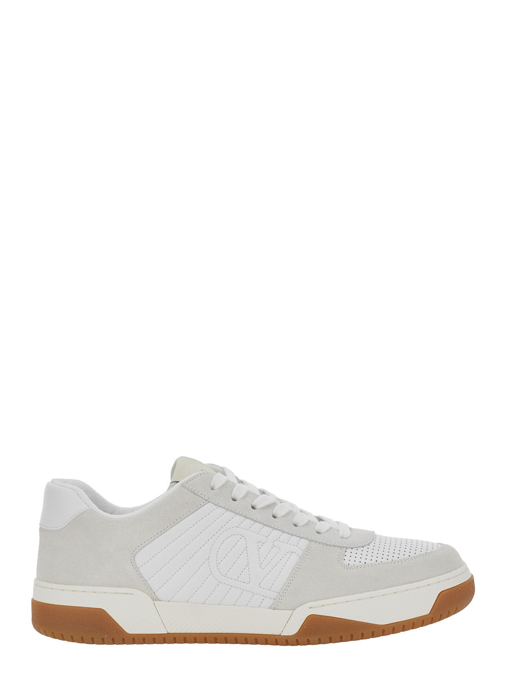 Valentino Garavani Men 'Sparry' White Sneaker With Vlogo On The Side In Leather And Fabric For Men VALENTINO GARAVANI