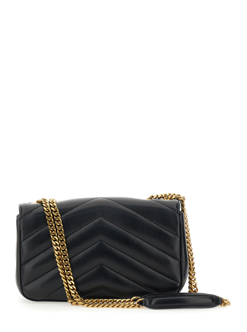 Saint Laurent Women Crossbody Bag 'Loulou' Small With Chain Strap And Cassandre Plate On Front In Black Quilted Leather Woman SAINT LAURENT