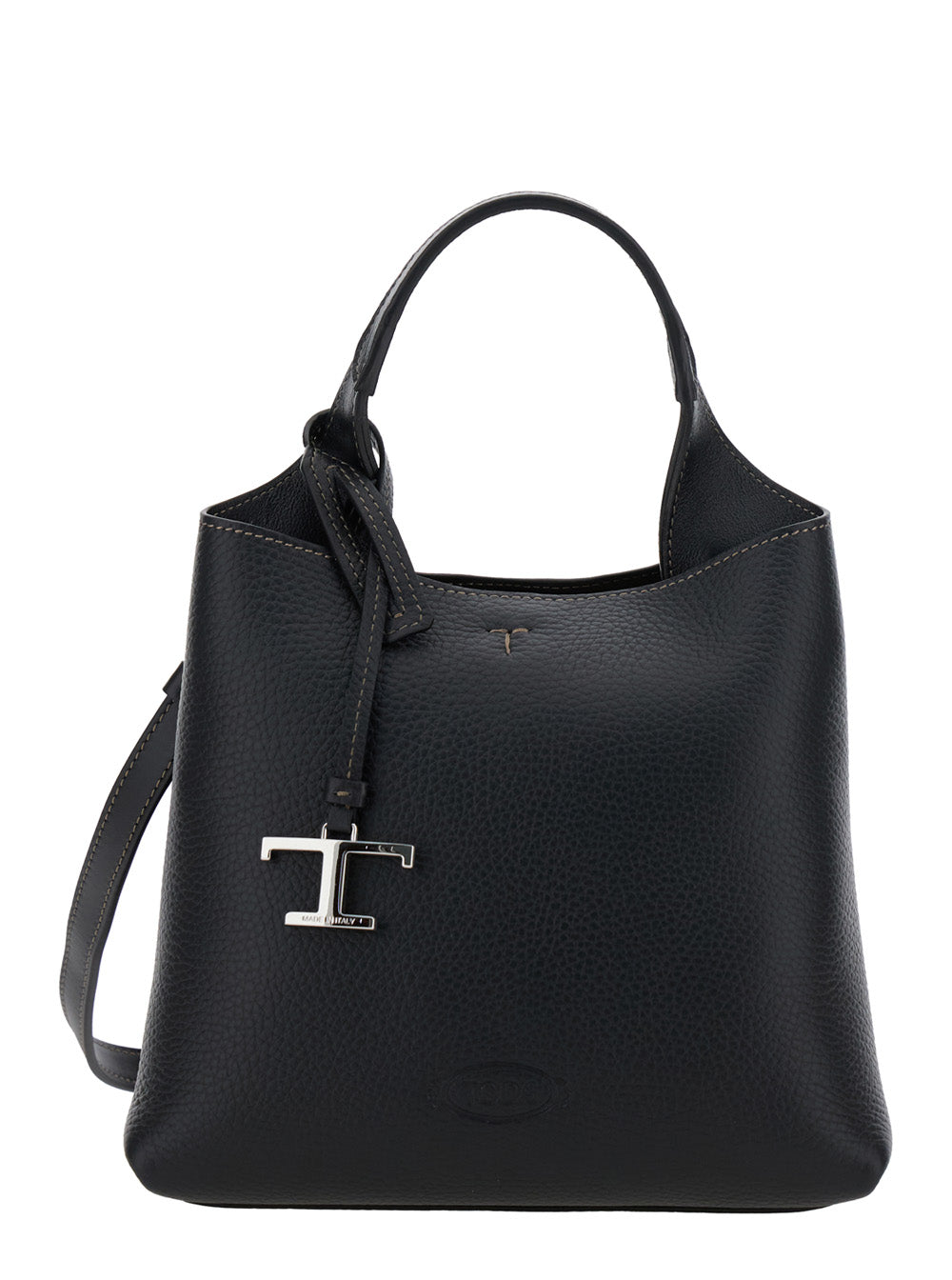Tod's Women Handbag 'Apa Shop Monsp.Trac Pel T Pend Mini' With Handles And Shoulder Strap In Black Leather Woman