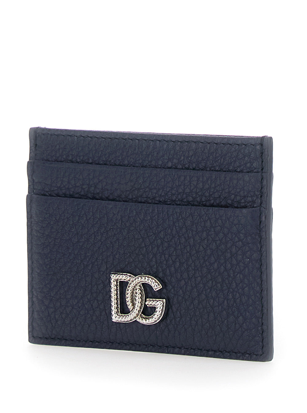 Dolce & Gabbana Men Blue Card Holder With Logo And Details In Leather For Men