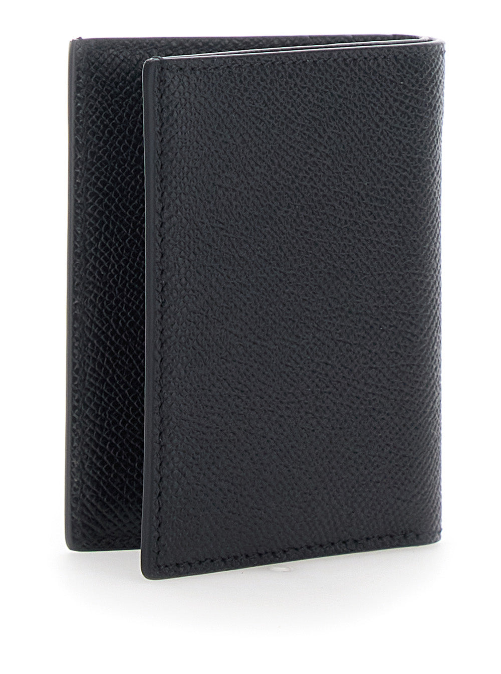 Tom Ford Men Black Cardholder With Logo Plate On The Front In Grained Leather For Men