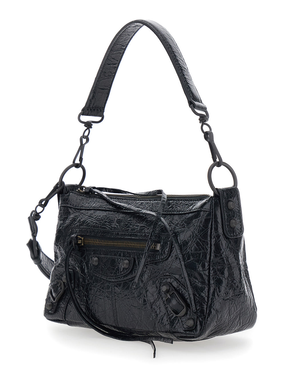Balenciaga Women 'Le City Moto' Black Mini Shoulder Bag With Adjustable And Removable Strap In  Leather For Women BALENCIAGA