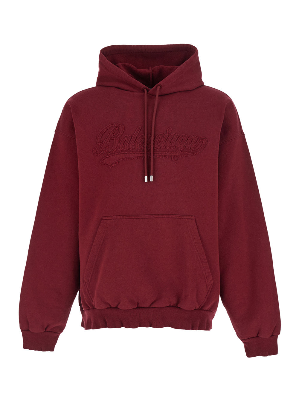 Balenciaga Men Red Hoodie With Drawstring Hood And Logo Lettering On The Front In Cotton For Men