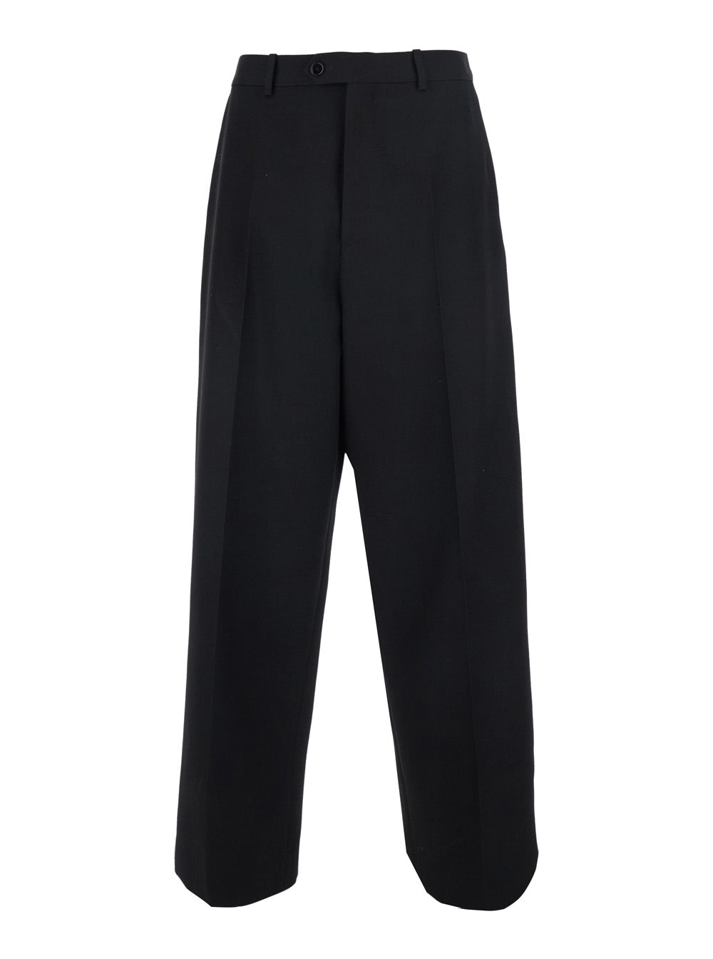 Balenciaga Men Black Pants With Button And Zip Closure At The Front In Wool For Men