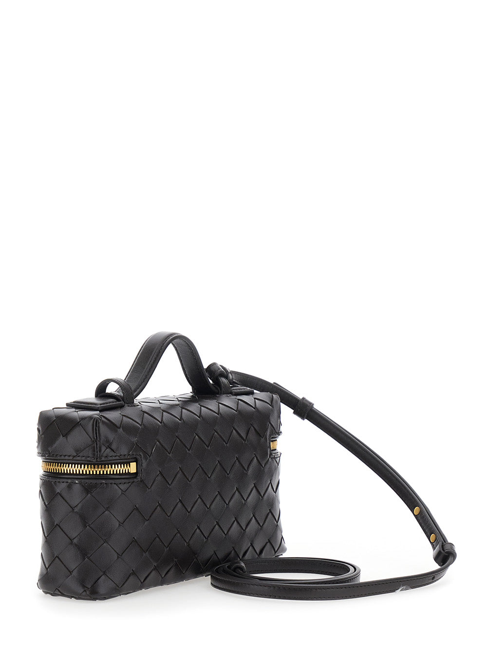 Bottega Veneta Women 'Bang Bang' Black Crossbody Bag With Adjustable And Removable Strap And Intreccio Motif In Suede For Women