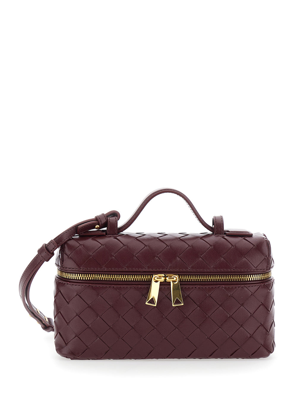 Bottega Veneta Women 'Bang Bang' Bordeaux Crossbody Bag With Adjustable And Removable Strap And Intreccio Motif In Suede For Women