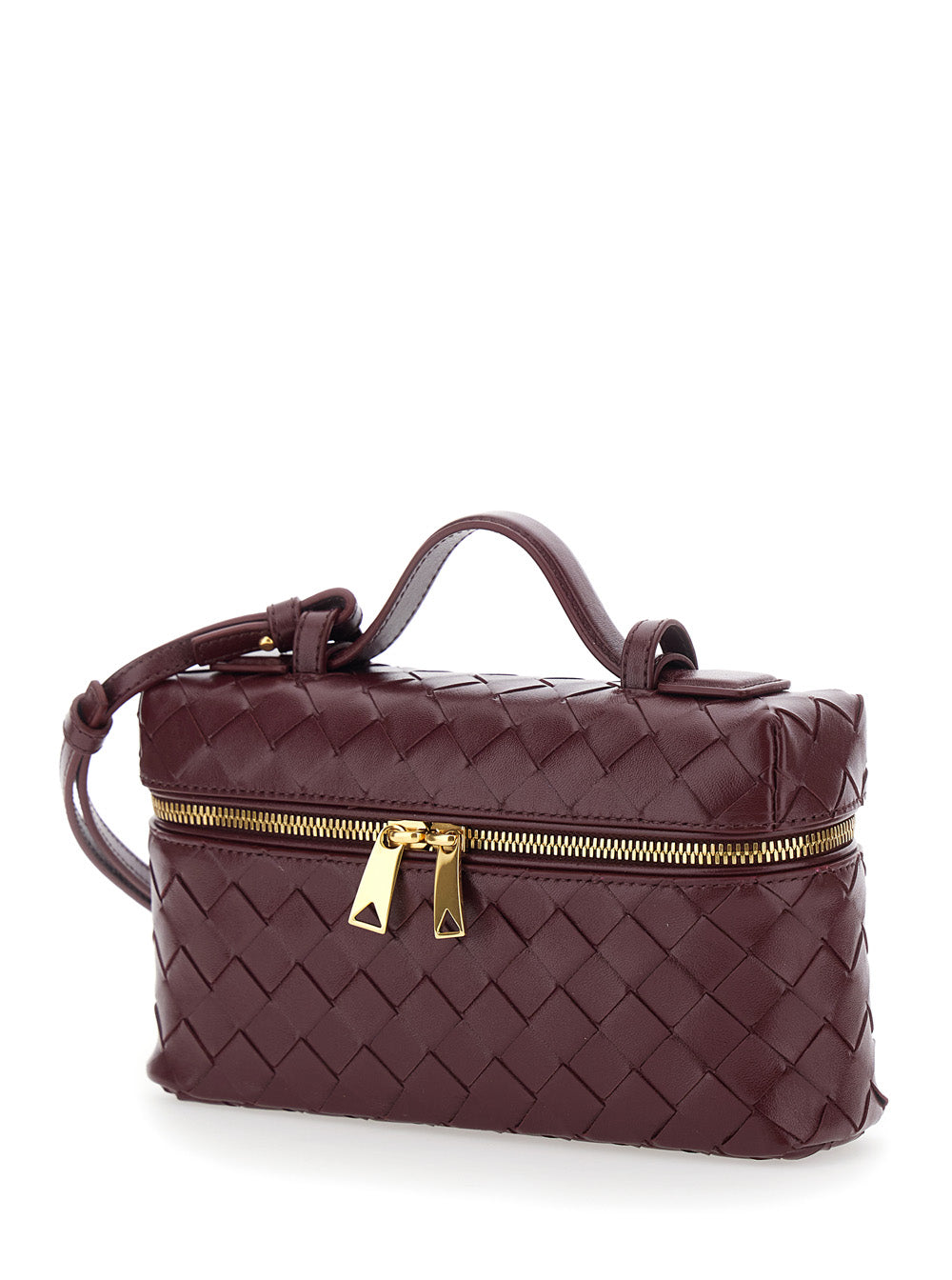 Bottega Veneta Women 'Bang Bang' Bordeaux Crossbody Bag With Adjustable And Removable Strap And Intreccio Motif In Suede For Women