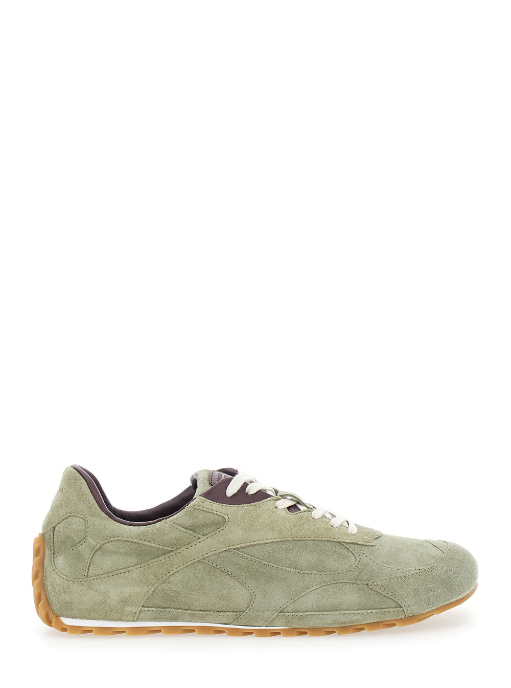 Bottega Veneta Men 'Orbit' Khaki Sneakers With Logo Lettering On The Back In Suede For Men