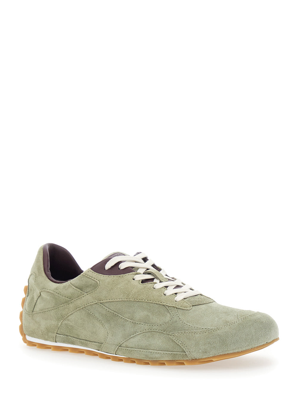 Bottega Veneta Men 'Orbit' Khaki Sneakers With Logo Lettering On The Back In Suede For Men