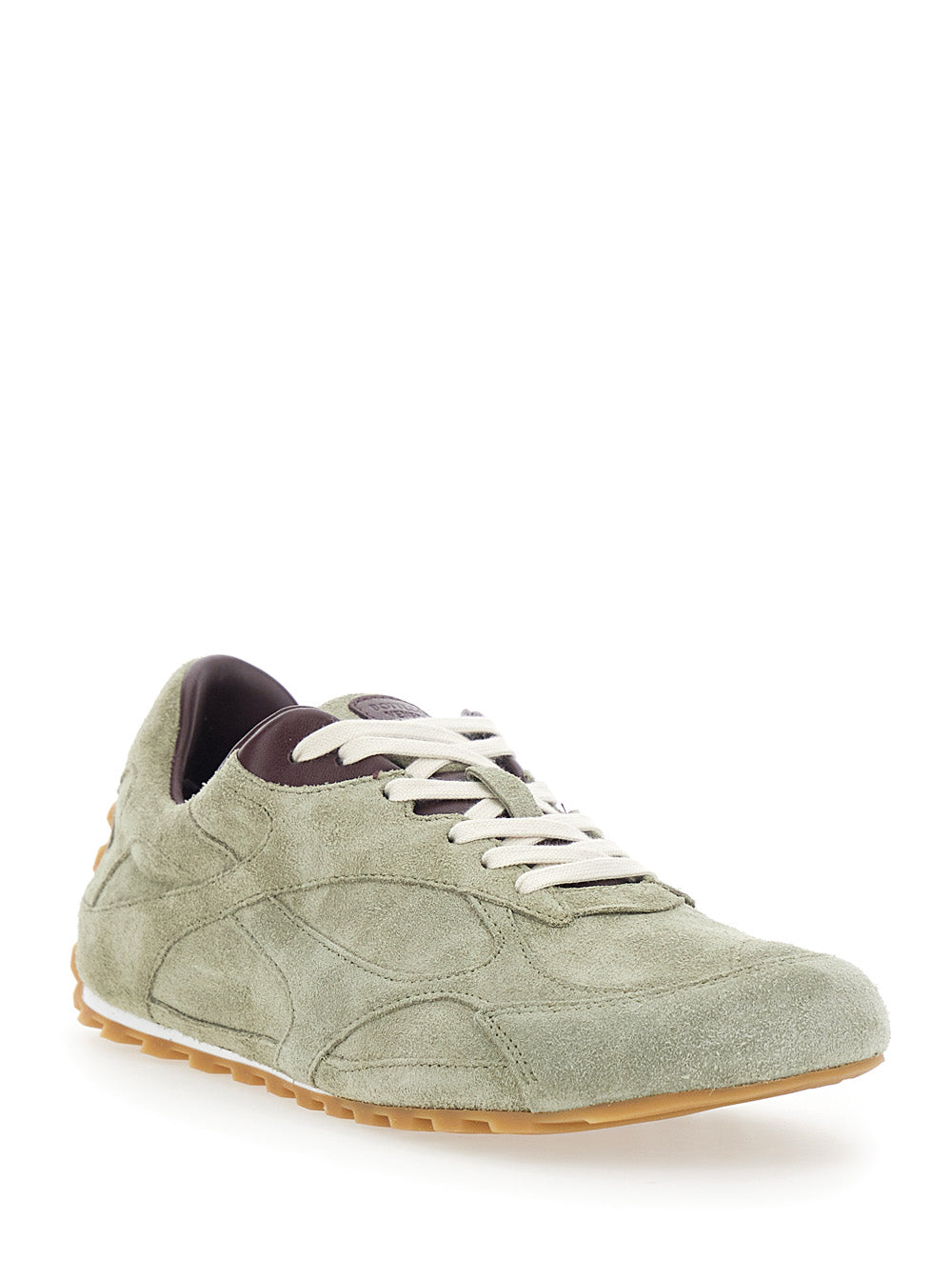 Bottega Veneta Women 'Orbit' Khaki Sneakers With Logo Lettering On The Back In Suede For Women