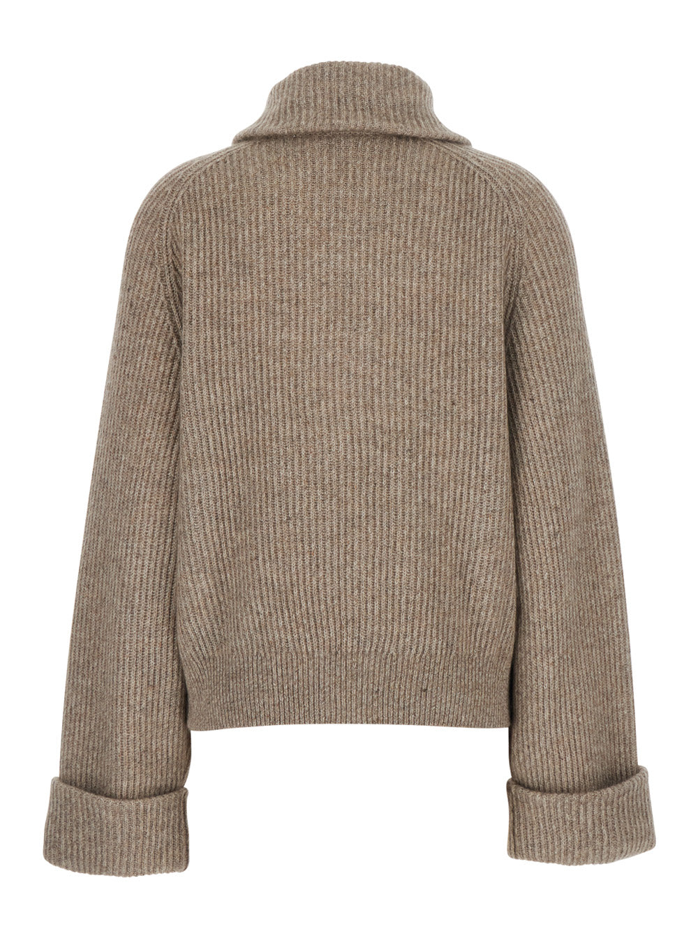 Brunello Cucinelli Women Beige Cardigan With Turn-Down Collar And Monil On Zipper In Cashmere Blend For Women BRUNELLO CUCINELLI
