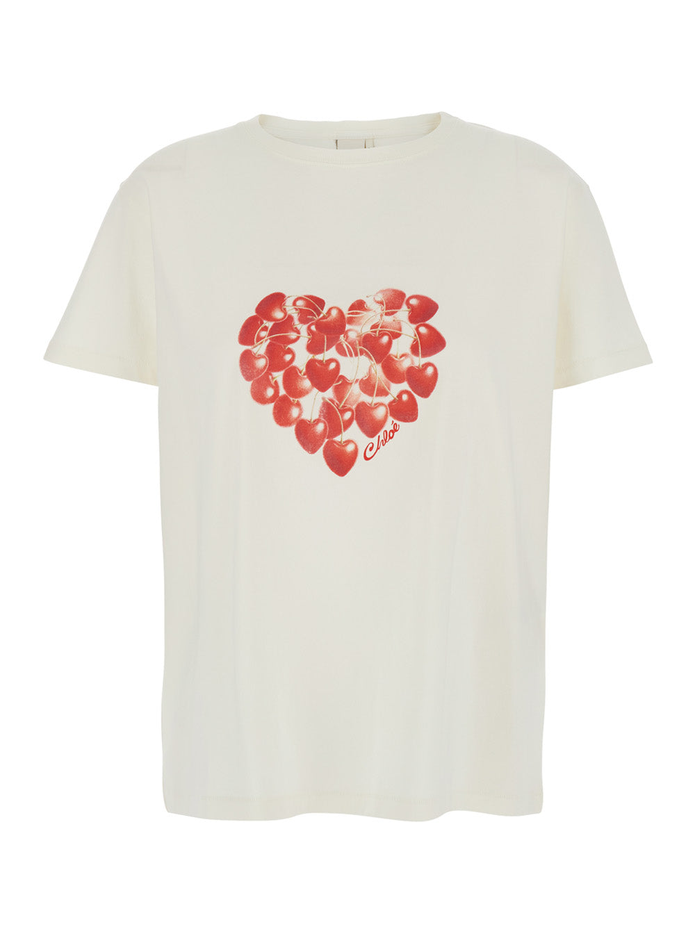 Chloé Women White T-Shirt With Round Neckline And Short Sleeves In Cotton For Women