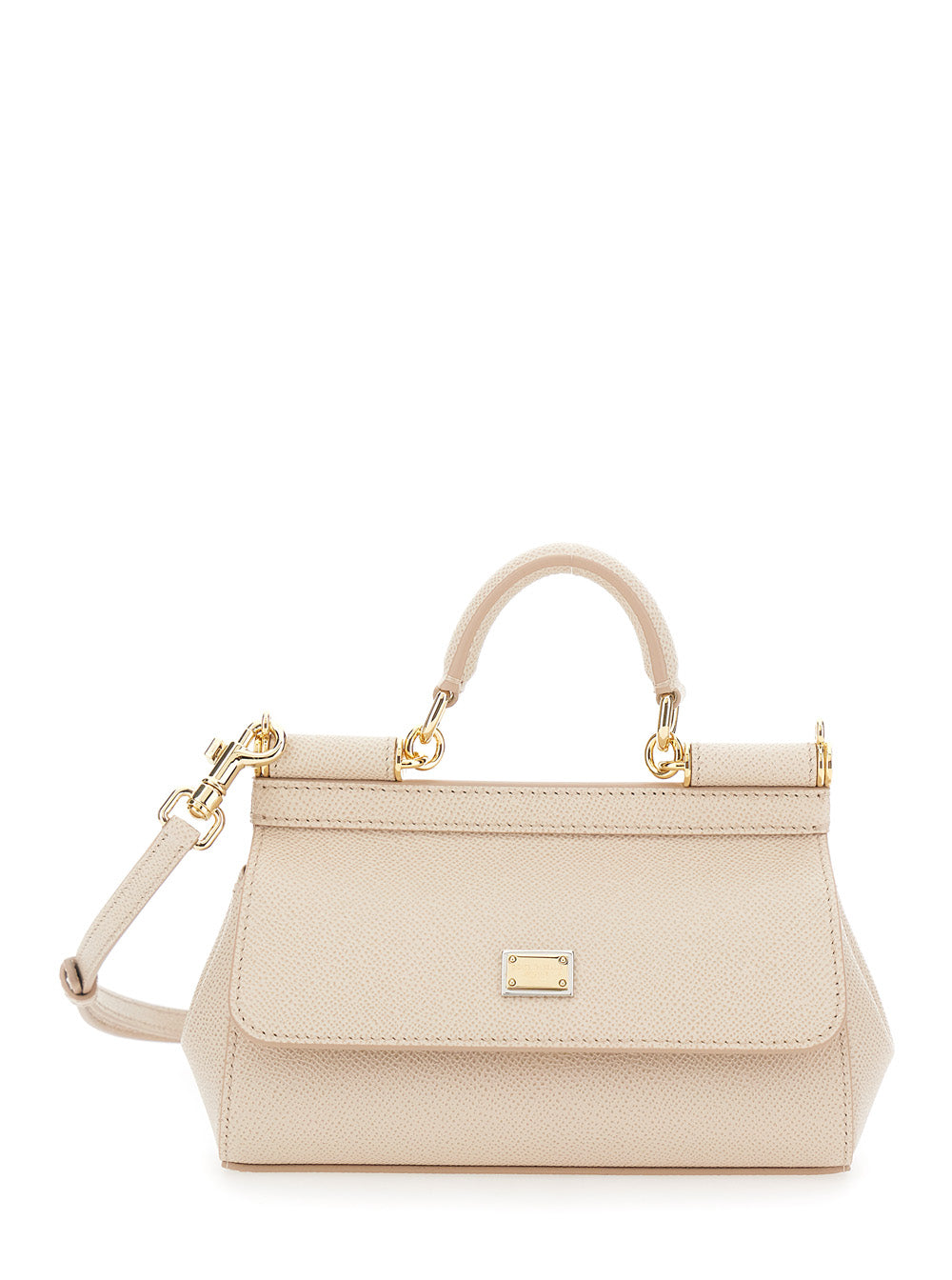 Dolce & Gabbana Women 'Sicily' Pink Handbag With Adjustable And Removable Shoulder Strap And Logo Plate On The Front In Leather For Women DOLCE & GABBANA
