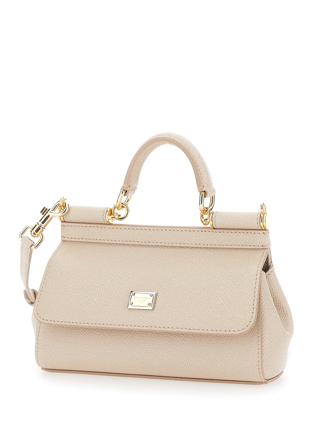 Dolce & Gabbana Women 'Sicily' Pink Handbag With Adjustable And Removable Shoulder Strap And Logo Plate On The Front In Leather For Women DOLCE & GABBANA