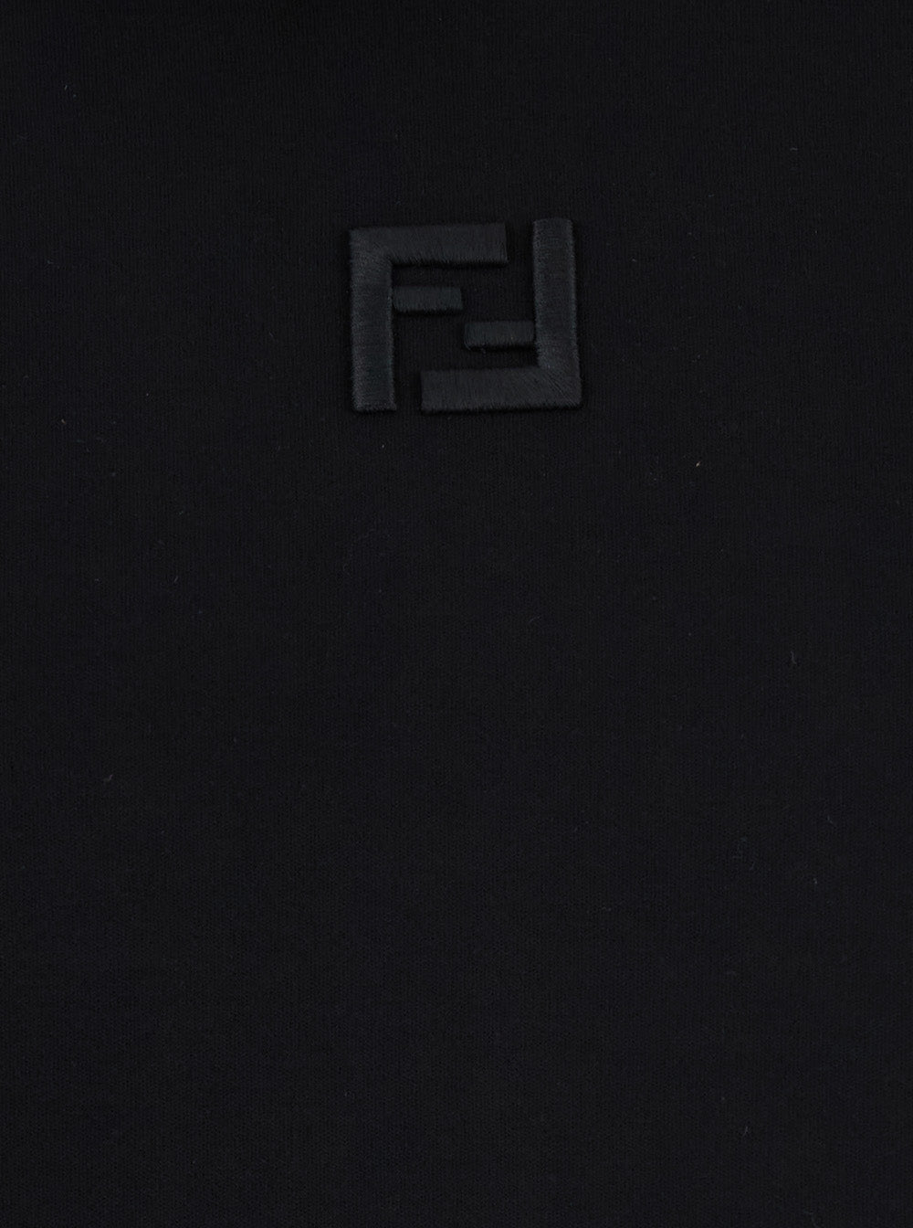 Fendi Men Black Hoodie With Fixed Hood And Ff Embroidery On The Front In Cotton For Men