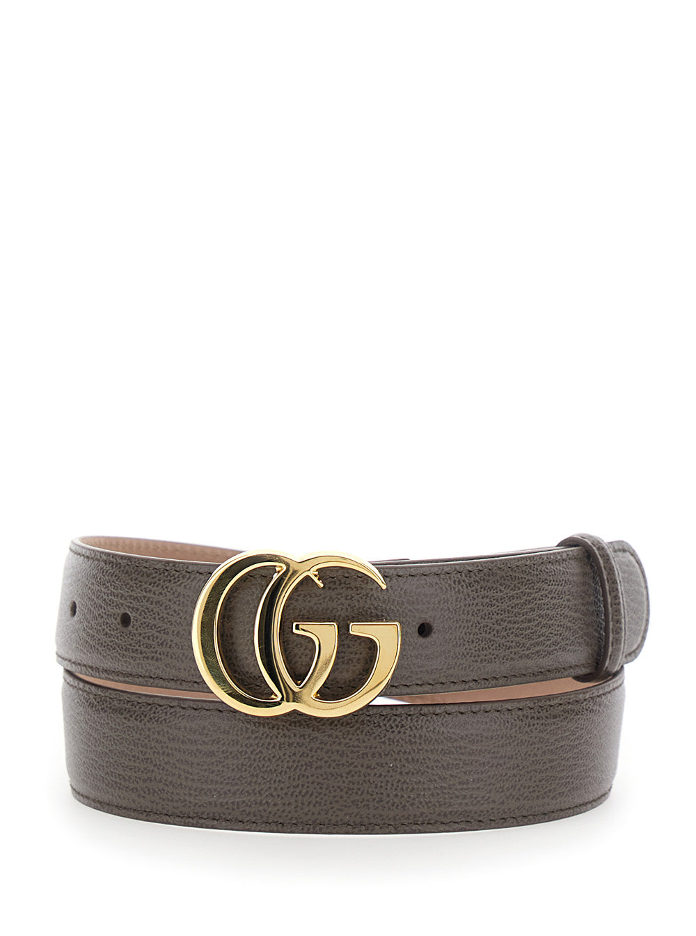 Gucci Women Brown Belt With Gg Plate On The Front In Leather For Women