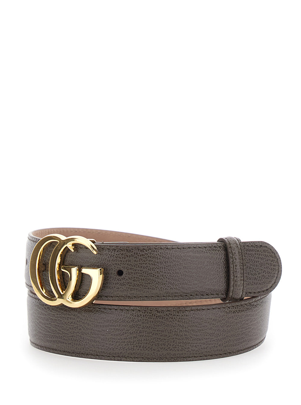 Gucci Women Brown Belt With Gg Plate On The Front In Leather For Women