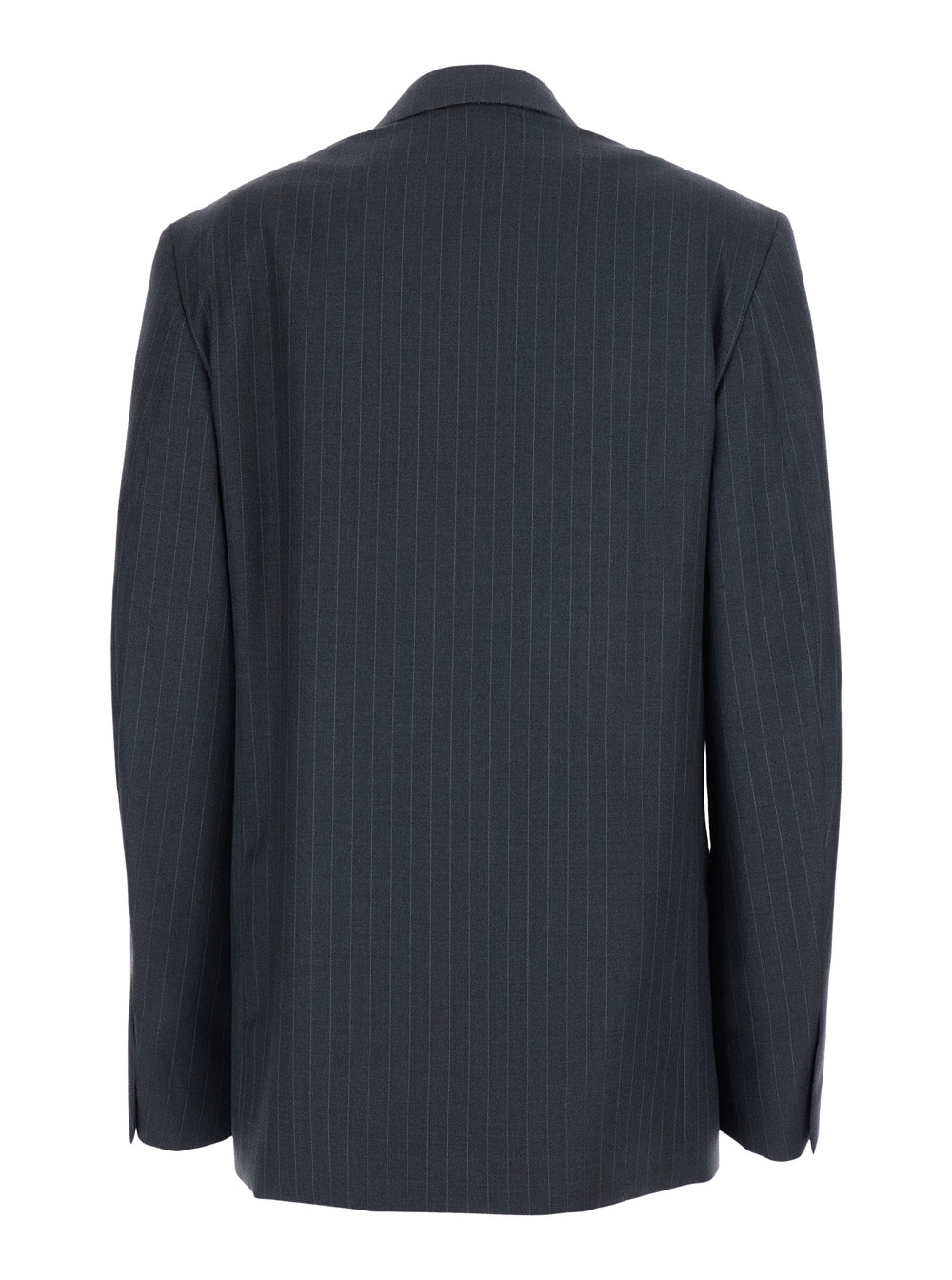 Gucci Women Grey Single-Breasted Jacket With Notched Revers And Pinstripe Motif In Wool For Women