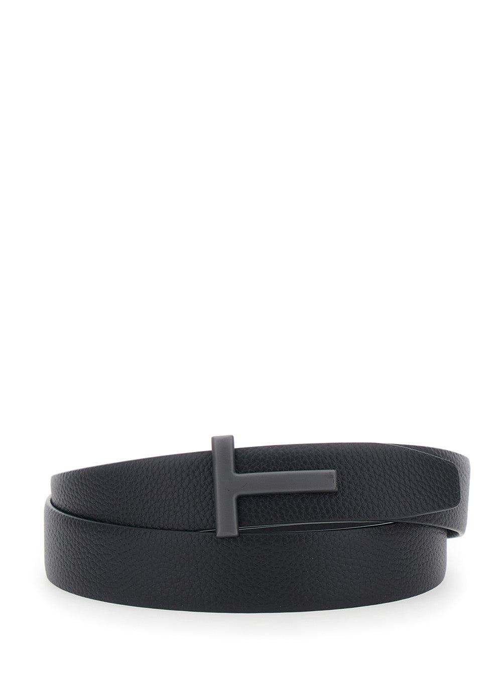 Tom Ford Men Black Belt With T Buckle Closure In Leather For Men