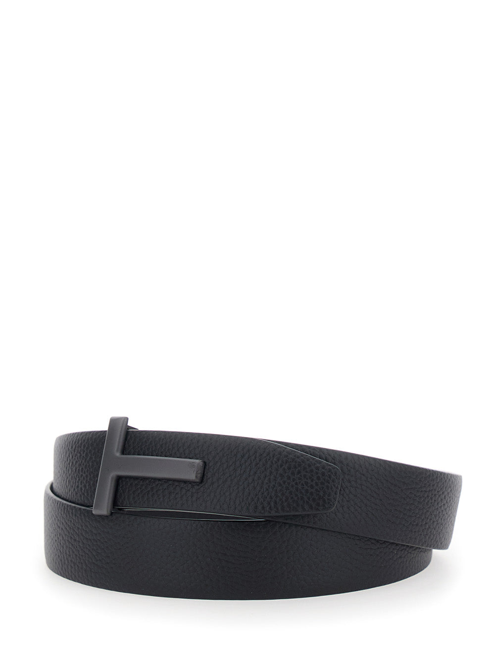 Tom Ford Men Black Belt With T Buckle Closure In Leather For Men