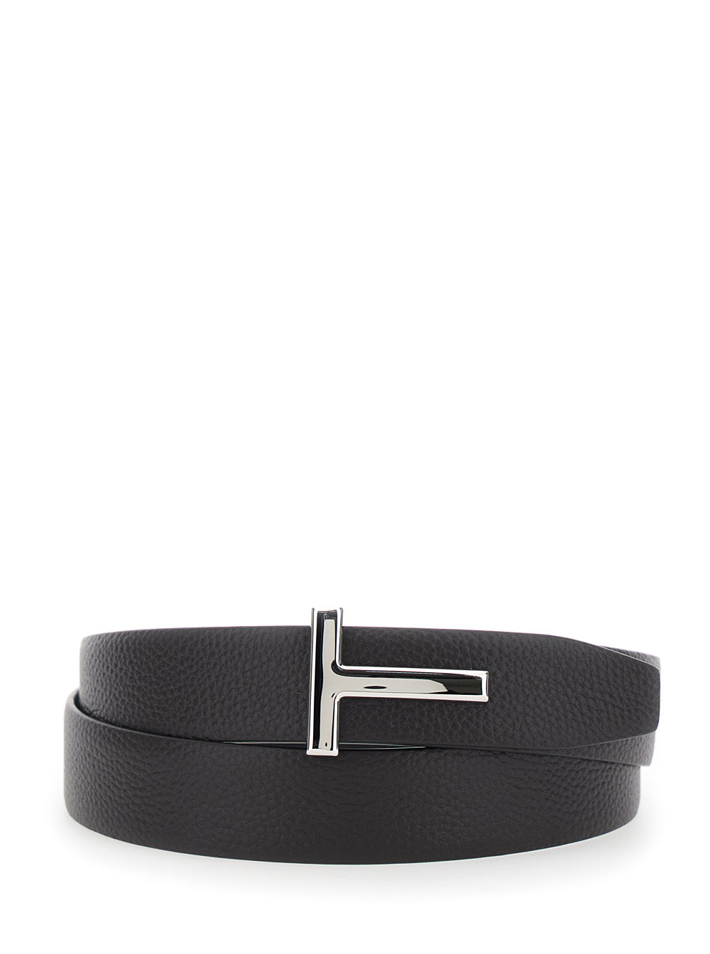 Tom Ford Men Brown Belt With T Buckle Plate In Leather For Men