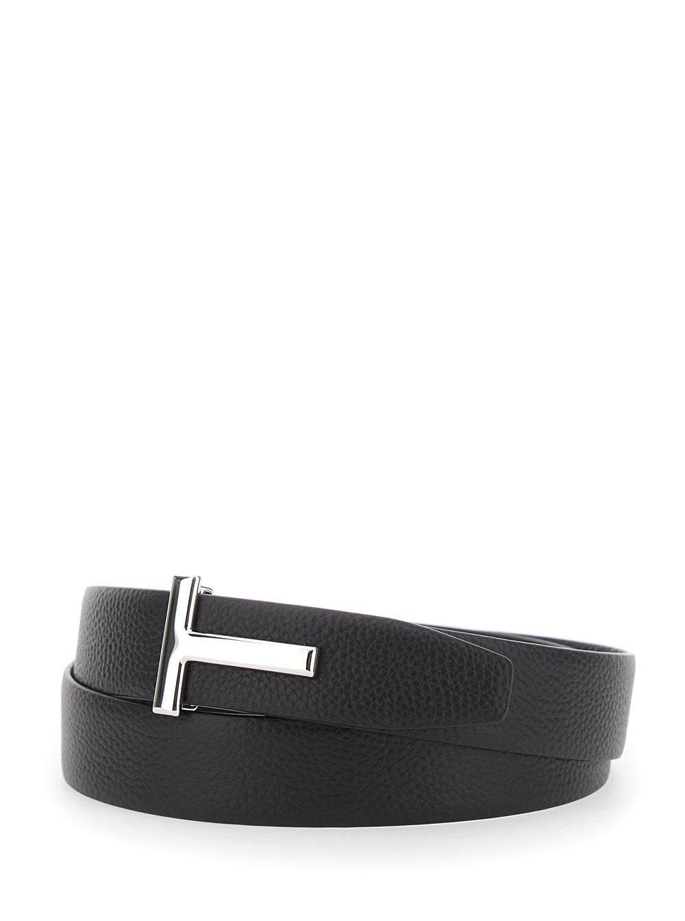 Tom Ford Men Brown Belt With T Buckle Plate In Leather For Men