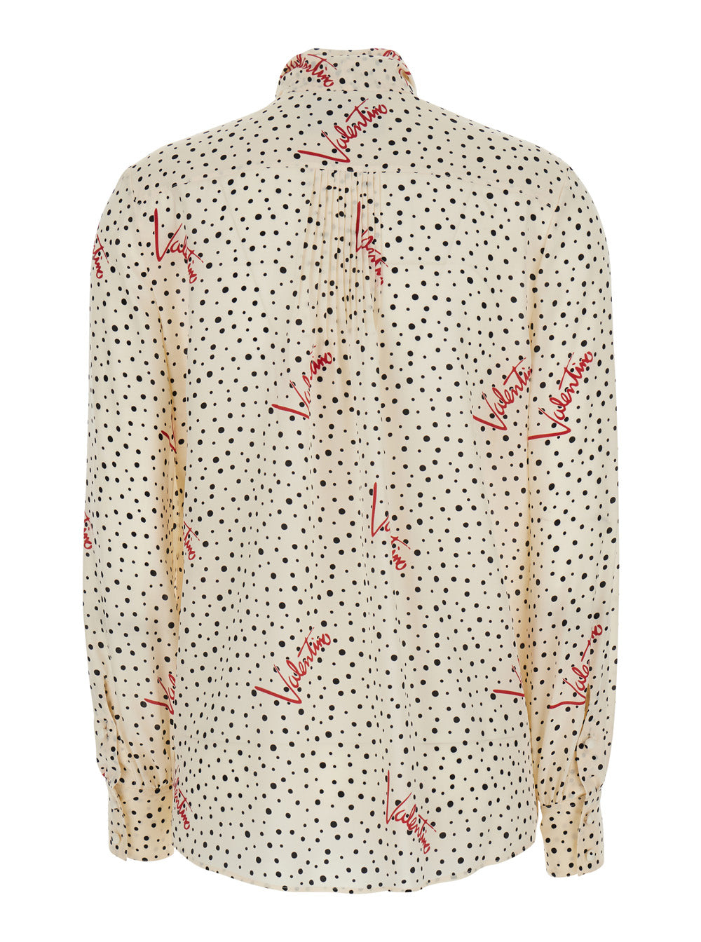 Valentino Women White Blouse With Bow Detail On The Front And All-Over Polka Dot Motif With  Logo In Silk For Women