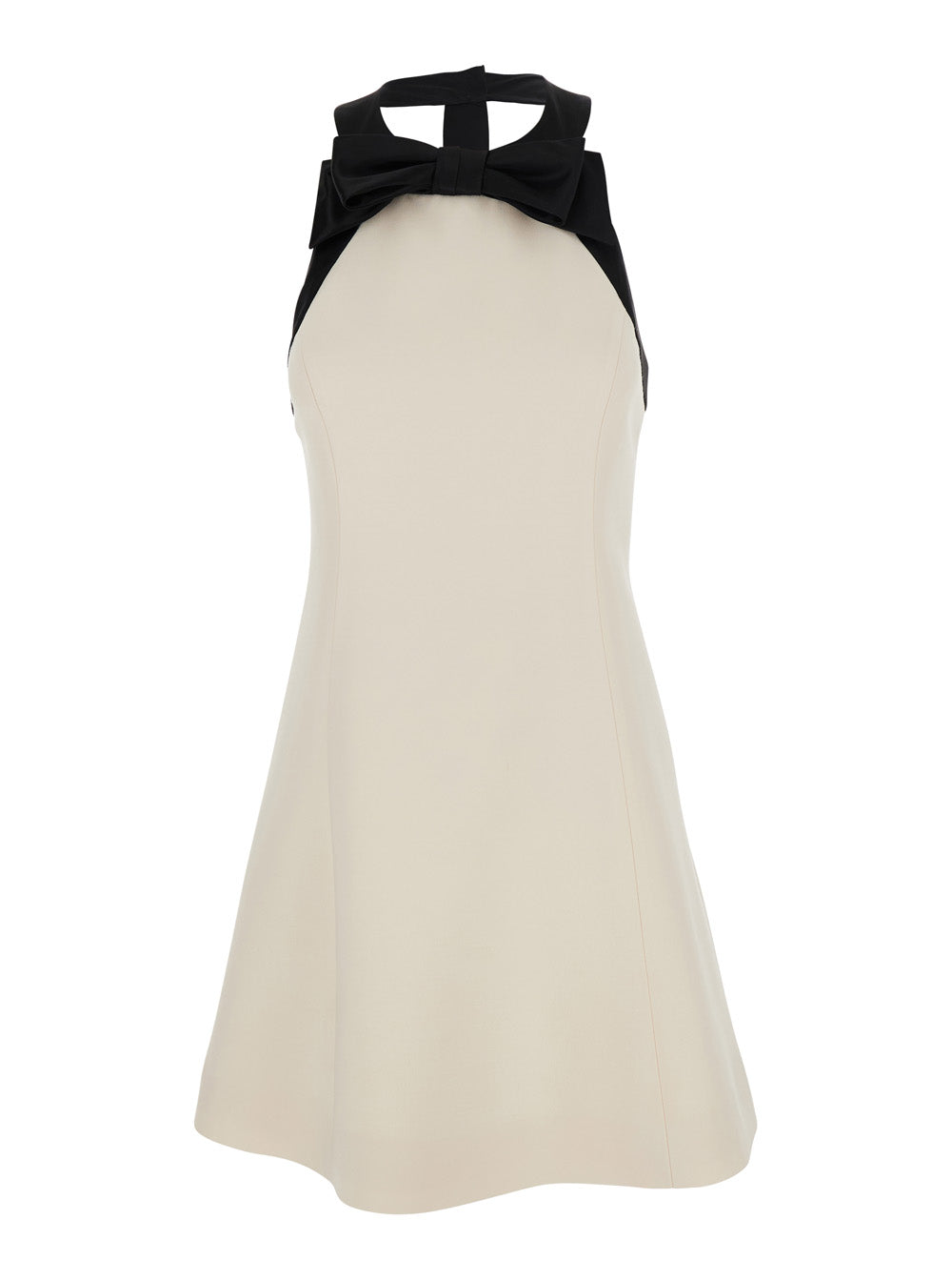 Valentino Women White Mini Sleeveless Dress With Halterneck In Wool And Silk Blend For Women