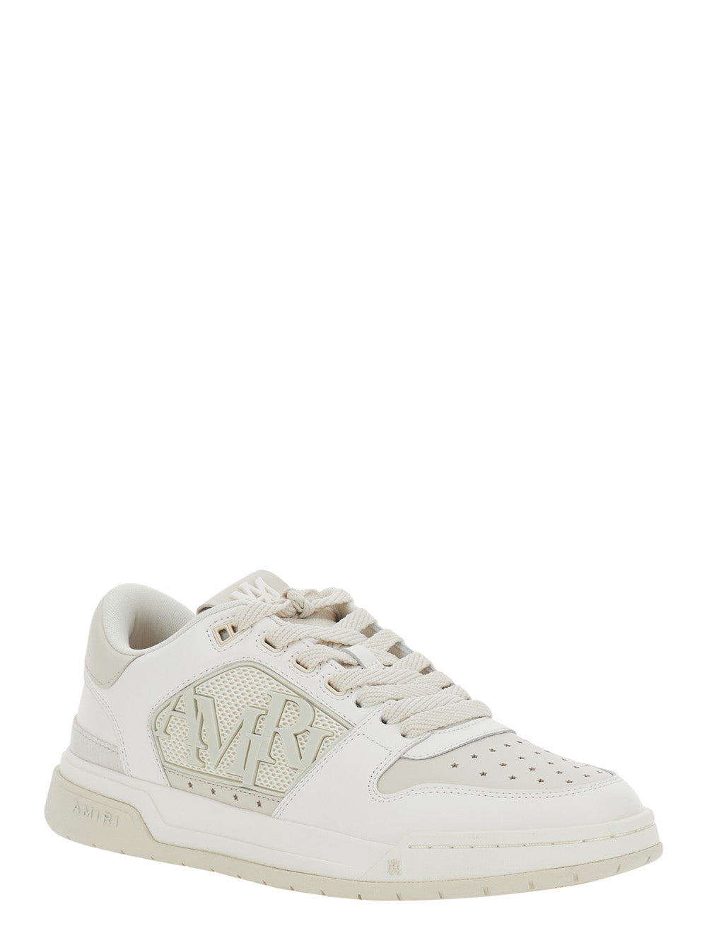 Amiri Men 'Classic Low' Beige Low Top Sneakers With Logo Patch On The Tongue And Mesh Details In Leather For Men