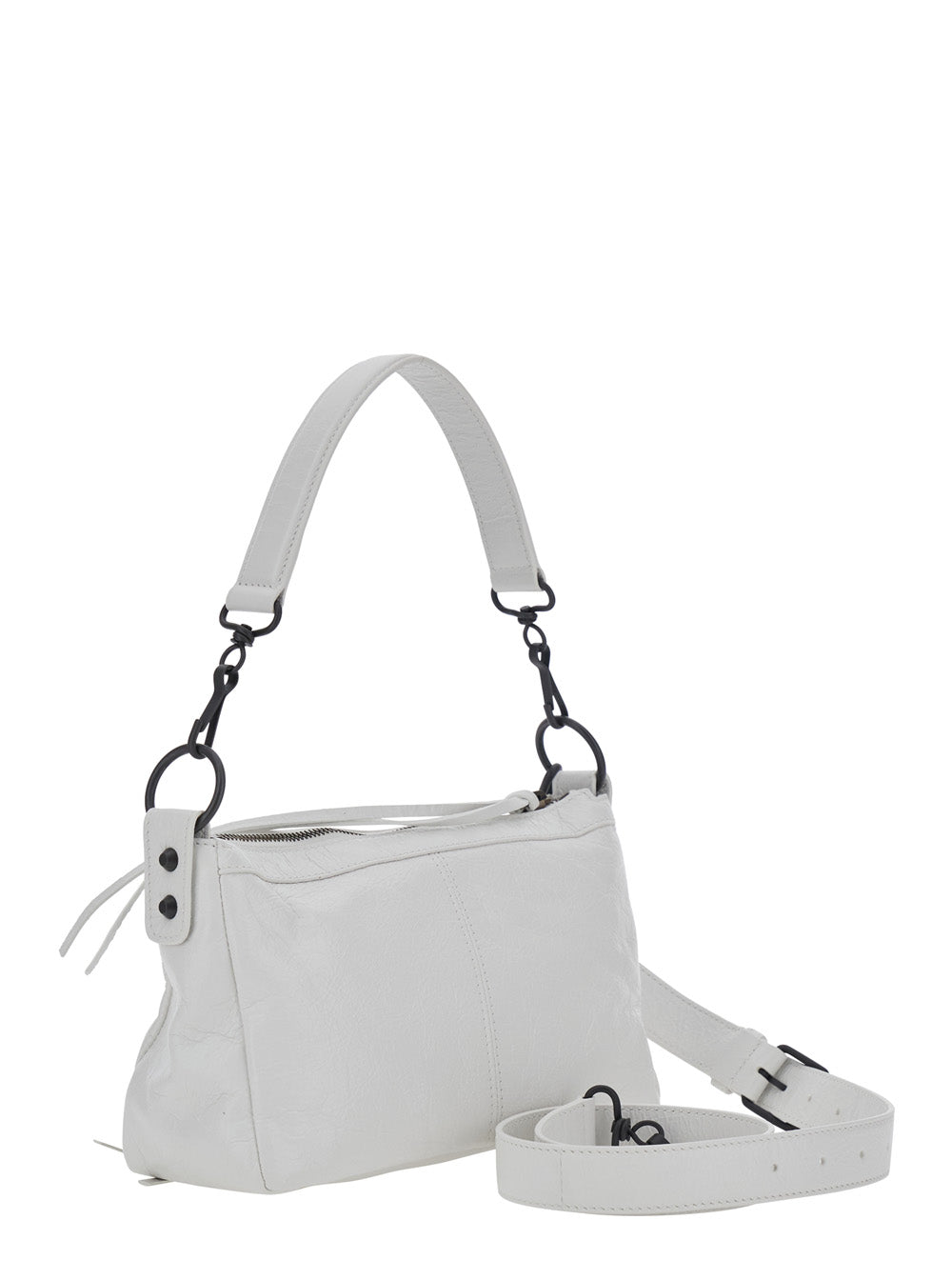 Balenciaga Women 'Le City Moto' White Mini Shoulder Bag With Adjustable And Removable Strap In Leather For Women BALENCIAGA