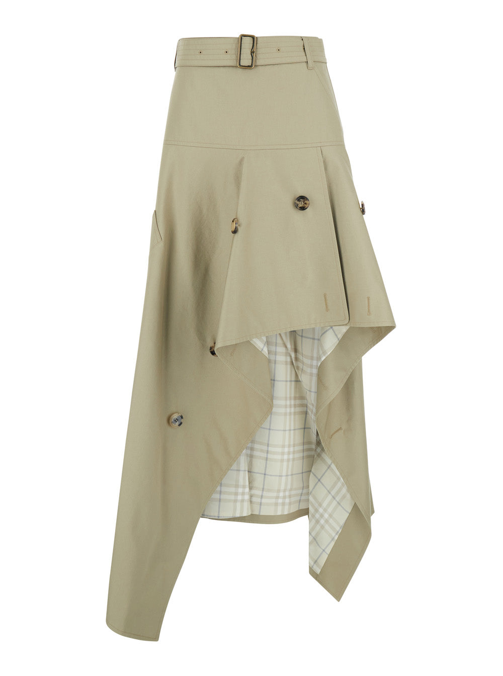 Burberry Women 'Heather' Beige Skirt With Asymmetrical Design And Lining With Check Motif In Cotton For Women BURBERRY