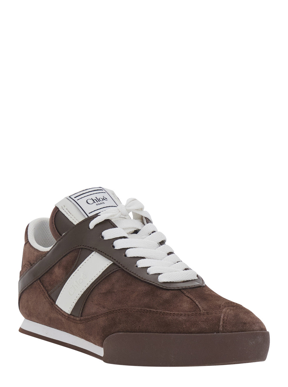 Chloé Women Brown Low Top Sneakers With Logo Patch On The Tongue In Suede For Women
