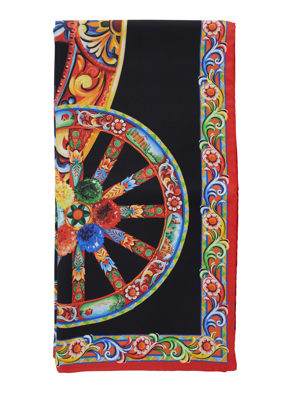 Dolce & Gabbana Women Multicolor Scarf With All-Over Carretto Print In Silk For Women