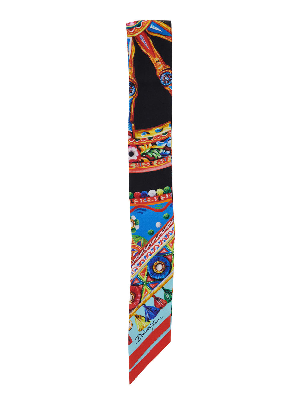 Dolce & Gabbana Women Multicolor Scarf With All-Over Carretto Print In Silk For Women