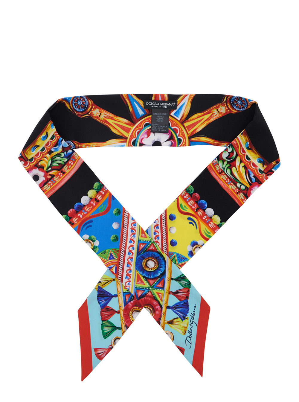 Dolce & Gabbana Women Multicolor Scarf With All-Over Carretto Print In Silk For Women