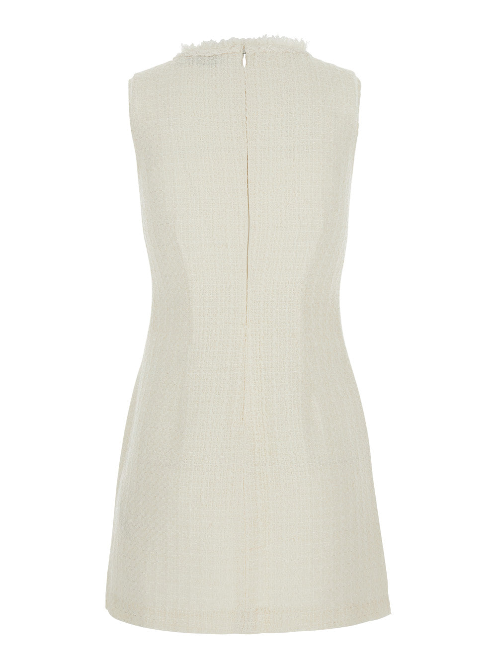 Self-Portrait Women White Sleeveless Mini Dress With V-Neck And Jewel Buttons In Tech Fabric For Women SELF-PORTRAIT