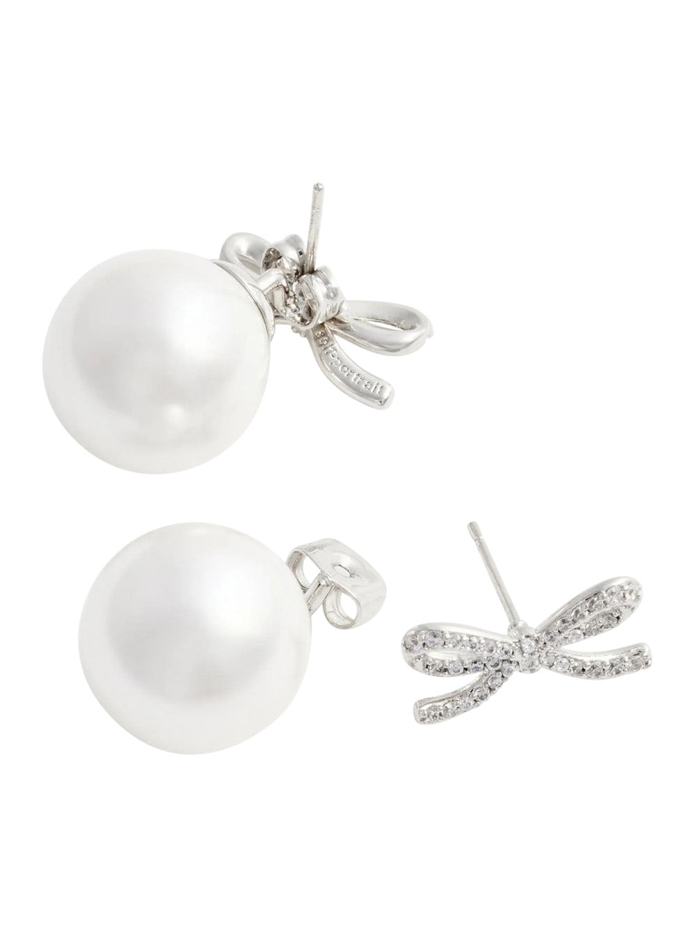 Self-Portrait Women Metallic Earrings With Bow And Pearl In Metal For Women SELF-PORTRAIT