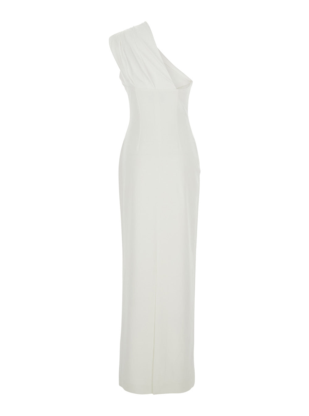 Solace London Women 'Gracie' White Long Dress With One-Shoulder Design And Draping In Tech Fabric For Women