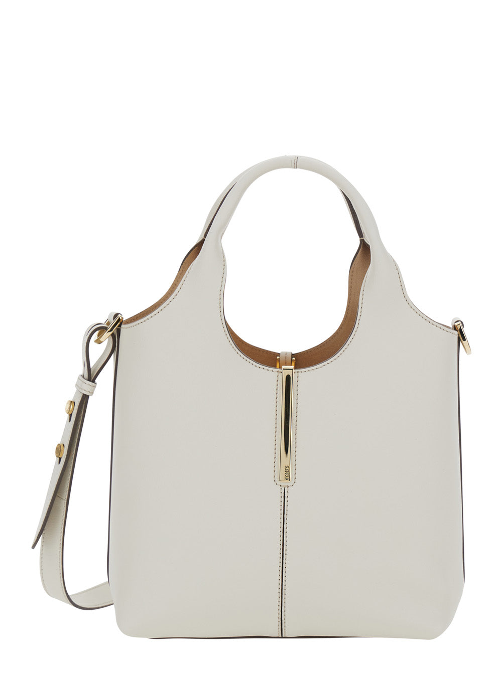 Tod's Women White Handbag With Adjustable And Removable Shoulder Strap And Metal Bar On The Front In Leather For Women TOD'S