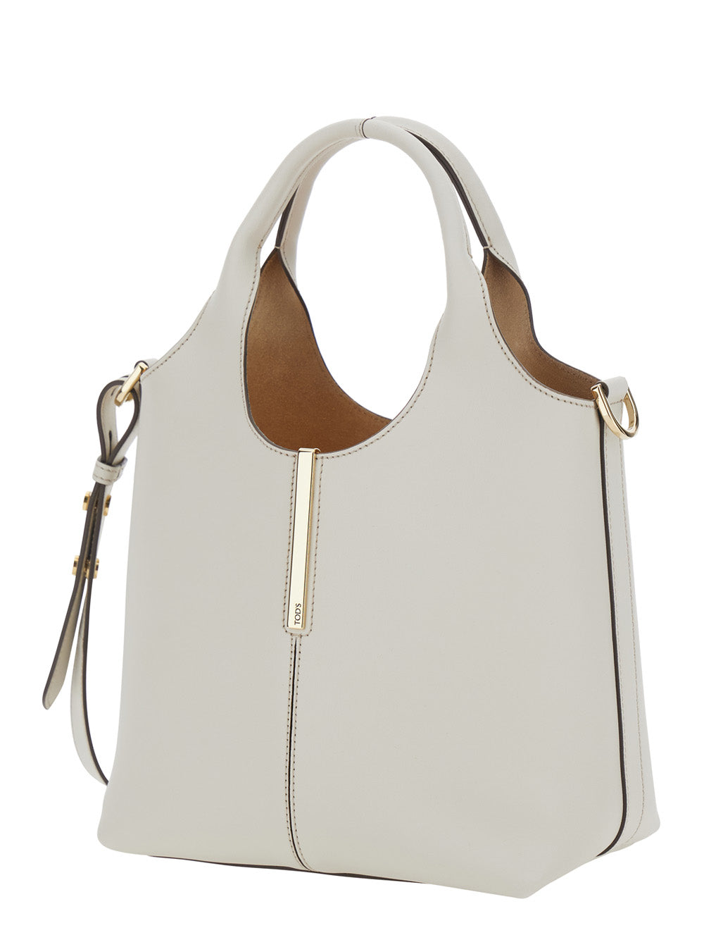 Tod's Women White Handbag With Adjustable And Removable Shoulder Strap And Metal Bar On The Front In Leather For Women TOD'S
