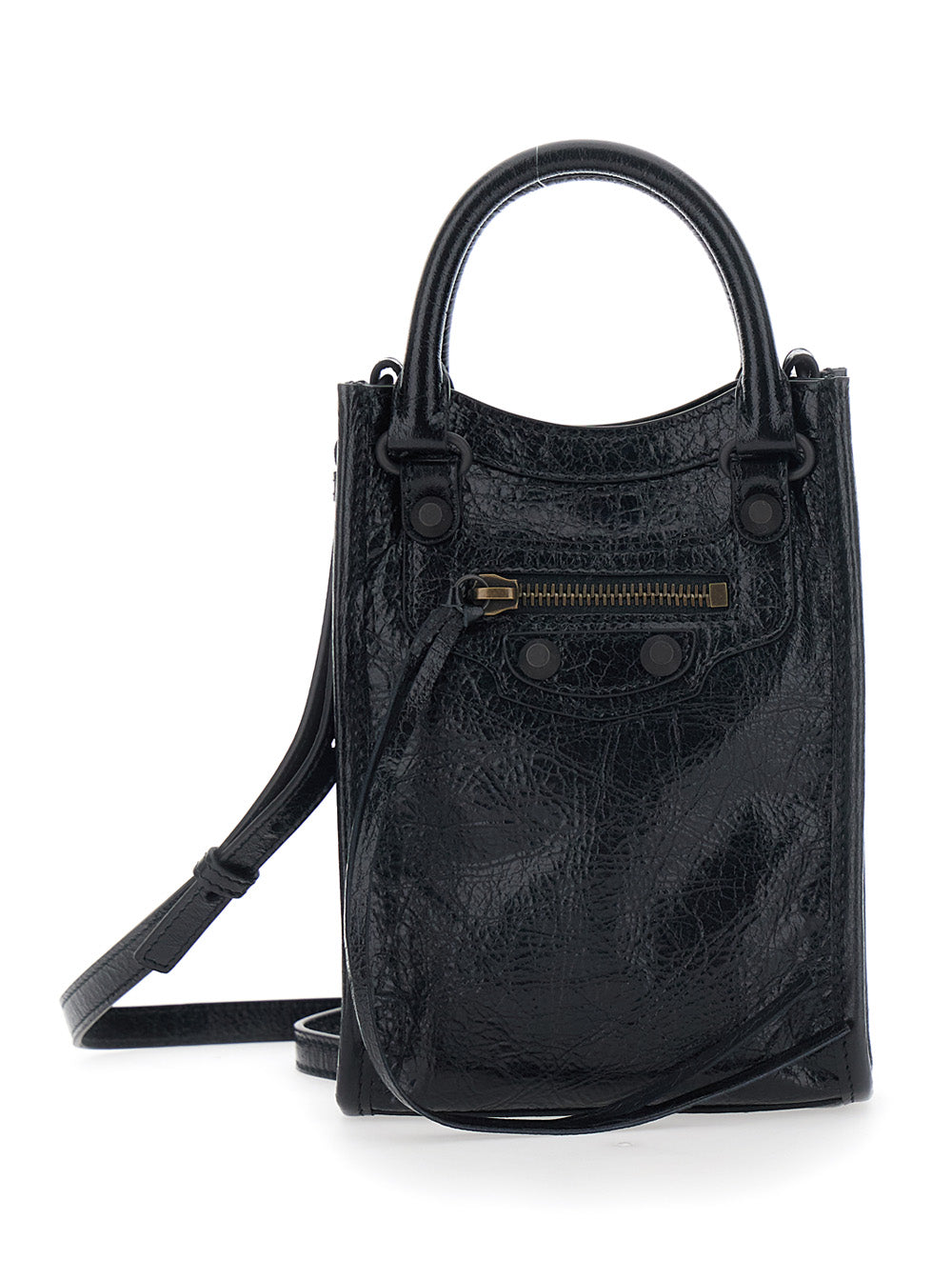 Balenciaga Women 'Le City' Black  Shoulder Bag With Adjustable And Removable Strap And Zip Pocket On The Front In Leather For Women