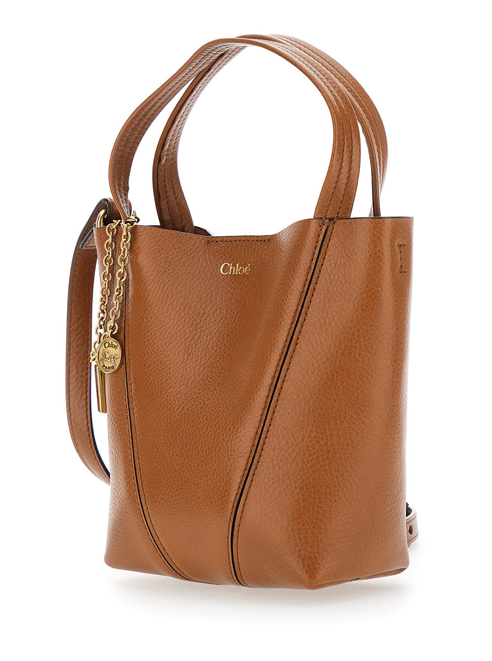 Chloé Women 'Chloe Spin' Brown Shoulder Bag With Adjustable And Removable Strap In Leather For Women