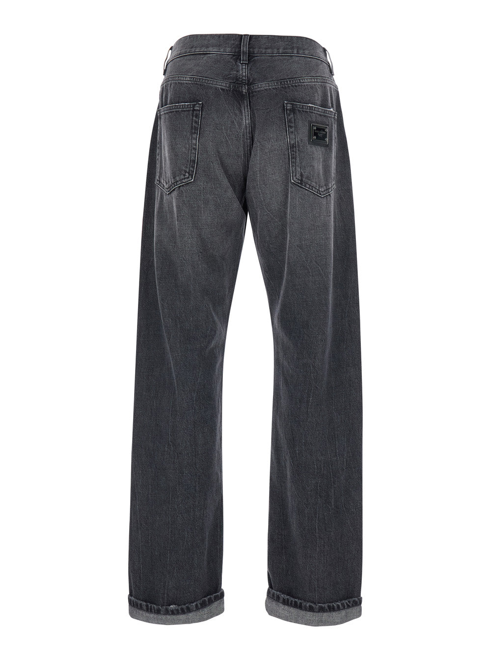 Dolce & Gabbana Men Gray Jeans With Logo Patch On The Pocket And Faded Effect In Denim For Men DOLCE & GABBANA